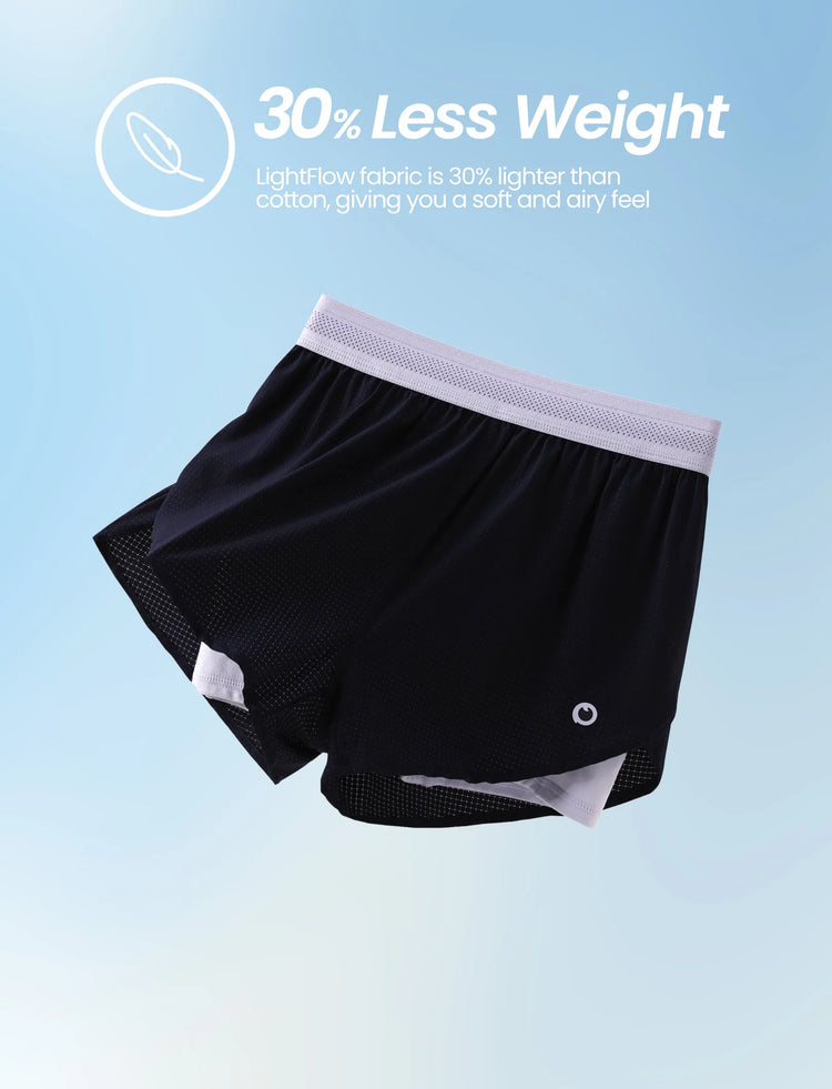 PatPat Lightflow Activewear kid girl athletic ultra light quick dry active shorts with bamboo viscose liner Deep Blue