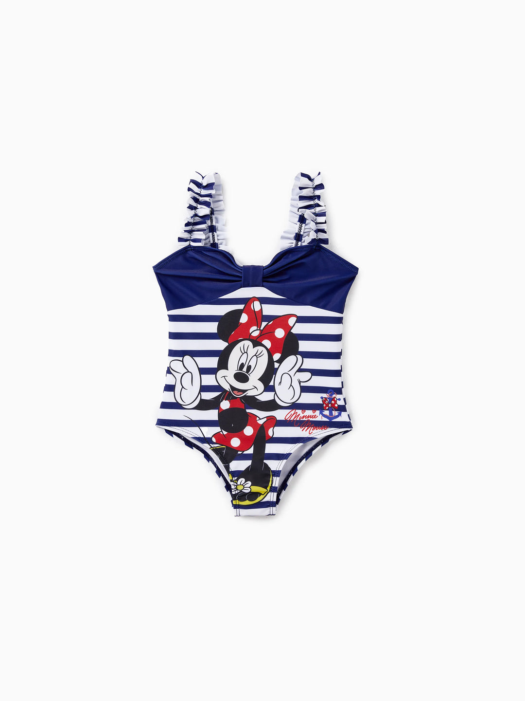 Divertido Set de Hermanos Disney Mickey and Friends Niño/Niña Traje de baño rayado con personajes Minnie/Mickey Azul oscuro