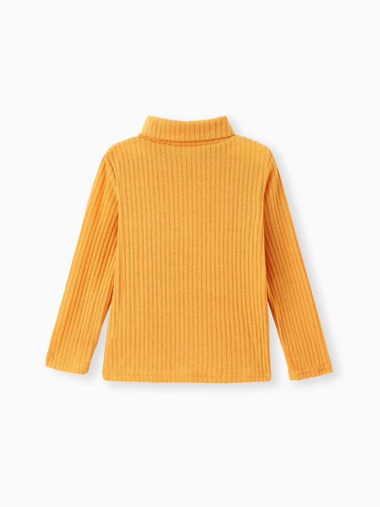 Camiseta texturizada de cuello alto para niño/niña, color jengibre