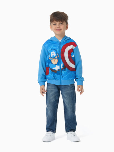 Chaqueta con capucha del Capitán América para niño pequeño/niño de Marvel, color azul