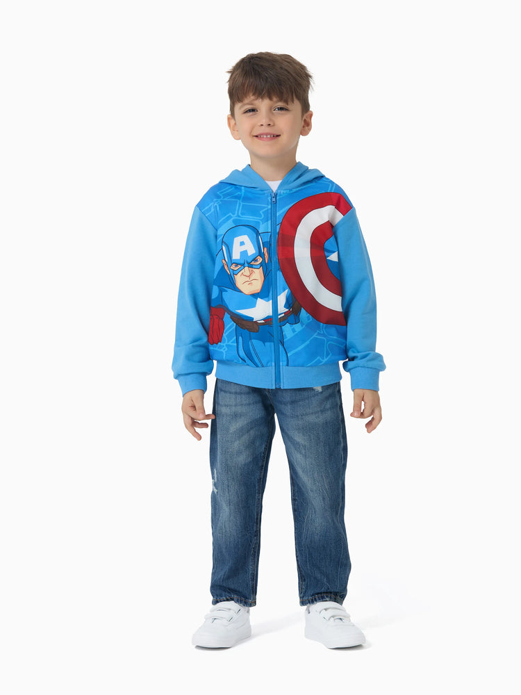 Veste à capuche Captain America bleue Marvel pour tout-petit/enfant garçon