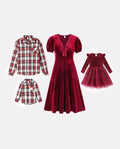 Family Matching Vintage Party Outfits Red Burgundy
