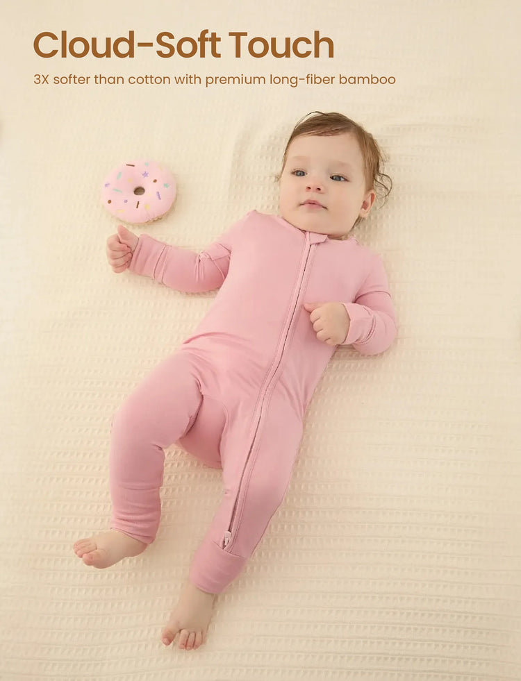 Kids Baby / Girl Bamboo Pajamas With Childlike Print (Snug-Fitting) Pink