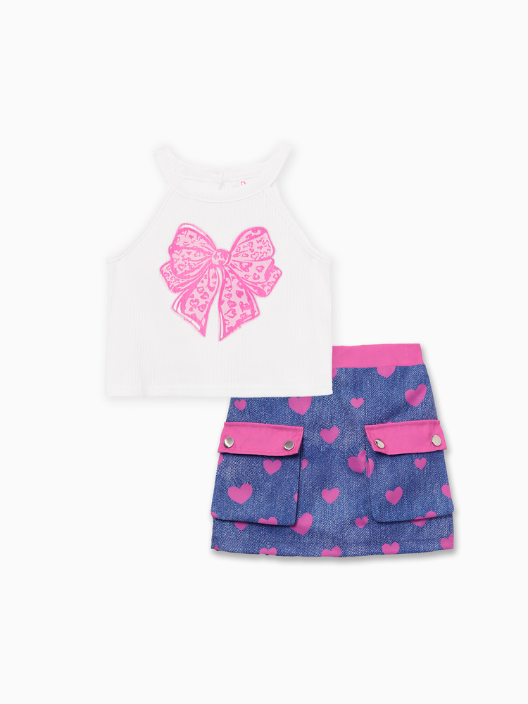 NEON Pop Toddler Girl Top & Skirt Set White