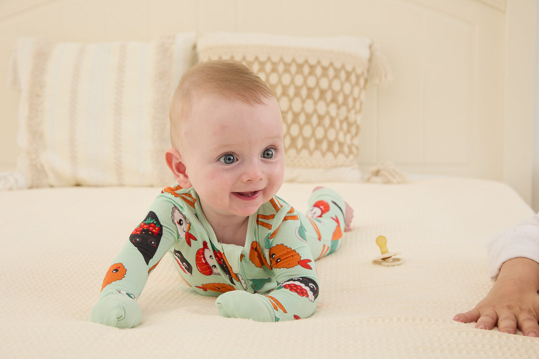 Bambus-Schlafanzug für Kinder/Babys/Mädchen mit kindlichem Aufdruck (eng anliegend), Hellgrün