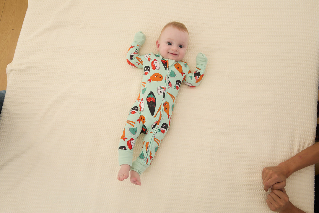 Bambus-Schlafanzug für Kinder/Babys/Mädchen mit kindlichem Aufdruck (eng anliegend), Hellgrün