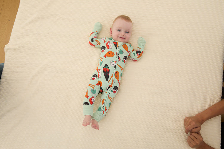 Bambus-Schlafanzug für Kinder/Babys/Mädchen mit kindlichem Aufdruck (eng anliegend), Hellgrün