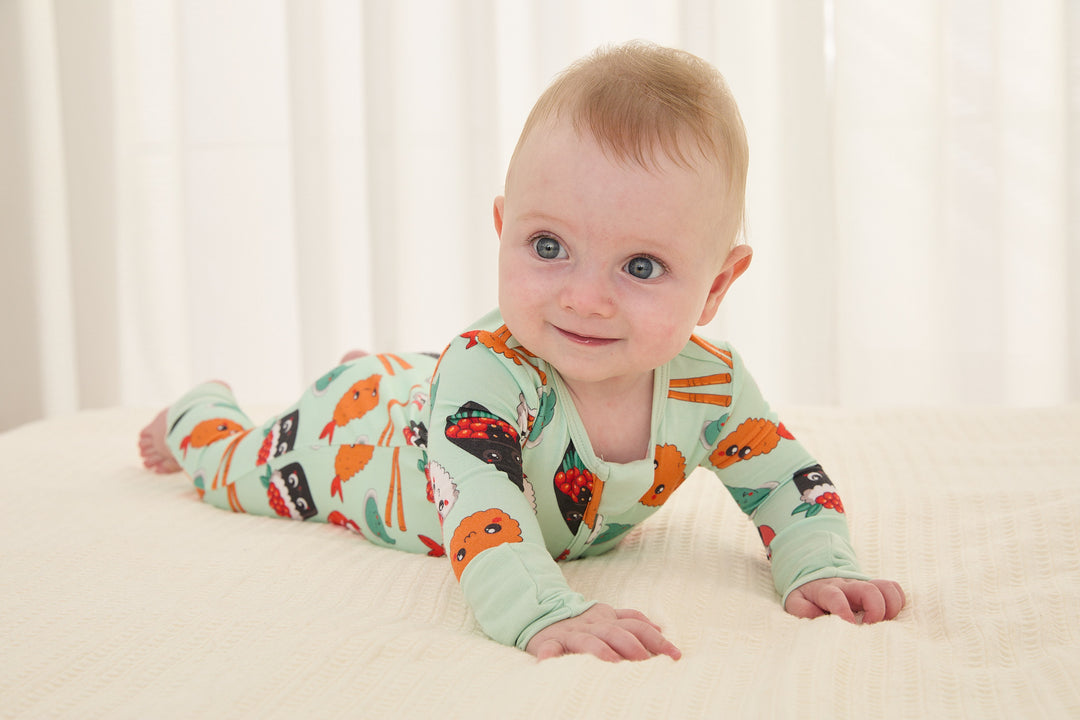 Bambus-Schlafanzug für Kinder/Babys/Mädchen mit kindlichem Aufdruck (eng anliegend), Hellgrün