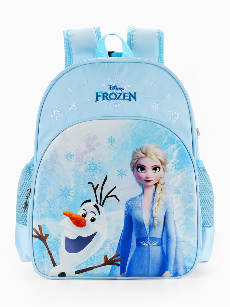 Disney Frozen Toddler Girl Elsa and Olaf Backpack with Chest Strap & Bottle Pockets Blue