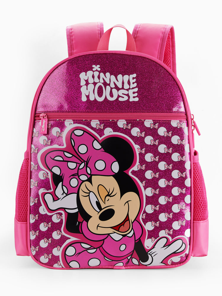 Disney Mickey and Friends Toddler Girl Minnie Backpack with Chest Strap & Bottle Pockets Hot Pink