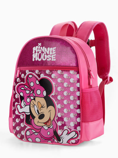 Disney Mickey and Friends Toddler Girl Minnie Backpack with Chest Strap & Bottle Pockets Hot Pink