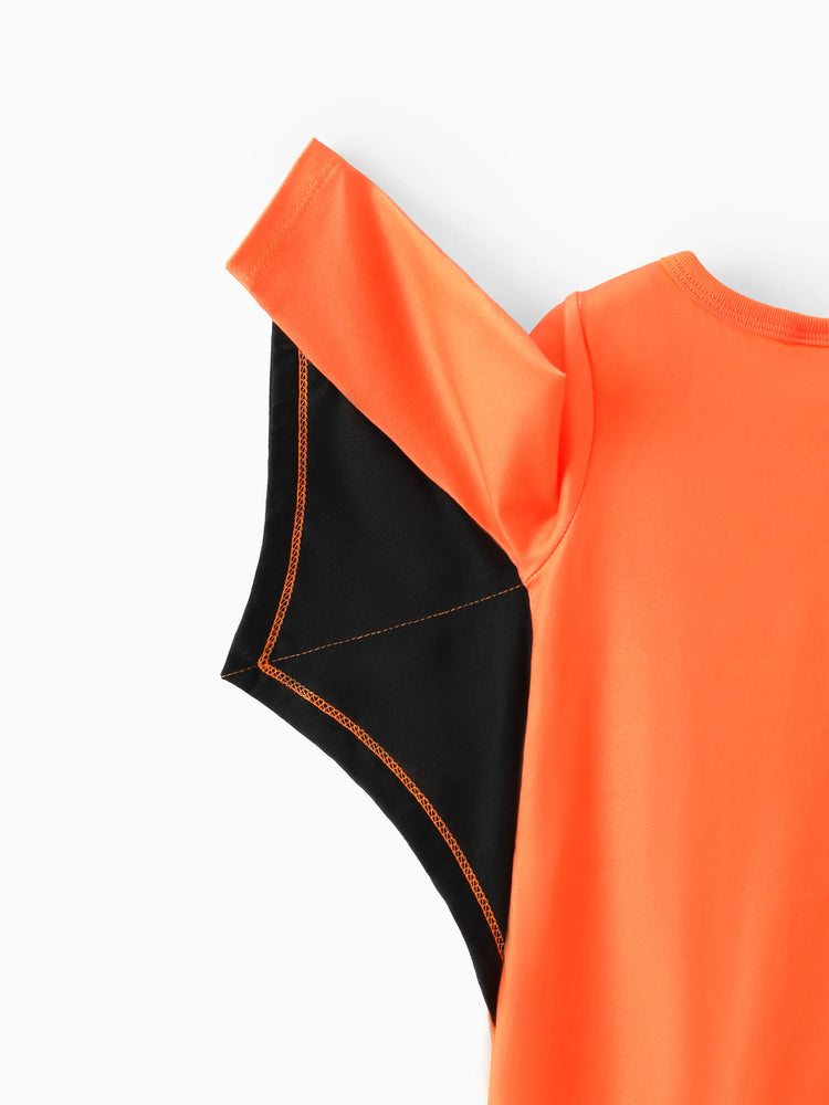 Combinaison à manches longues Garfield pour bébé garçon/fille, motif chauve-souris, orange, 1 pièce