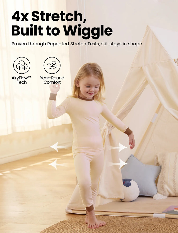 Pyjama 2 pièces en Tencel Modal pour bébé fille/garçon (coupe ajustée) Abricot