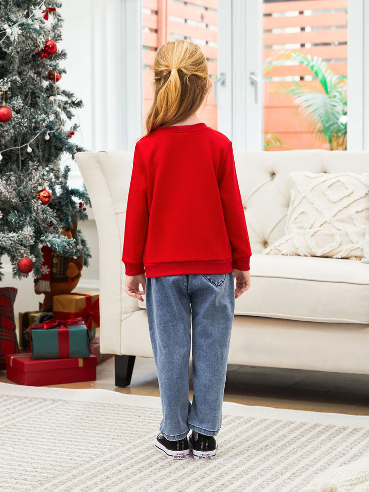 Disney Mickey and Friends Family Matching Christmas Character Print Sweatshirt Red