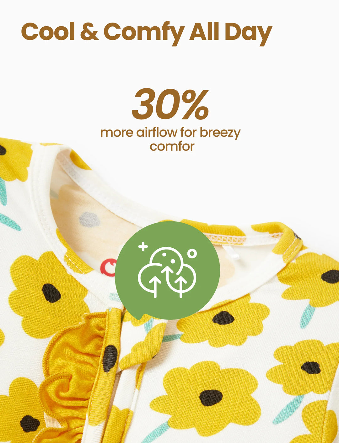 Pijama de bambú para bebé niño/niña con estampado de animales, cremallera bidireccional, antideslizante, de manga larga y con banda para el pelo, amarillo