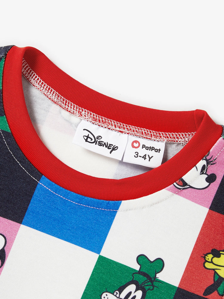 Daddy and Me Disney Mickey and Friends Family Matching Naia™ Colorful Checkered Pattern Top/Sleeveless Dress/Onesie Multi-color