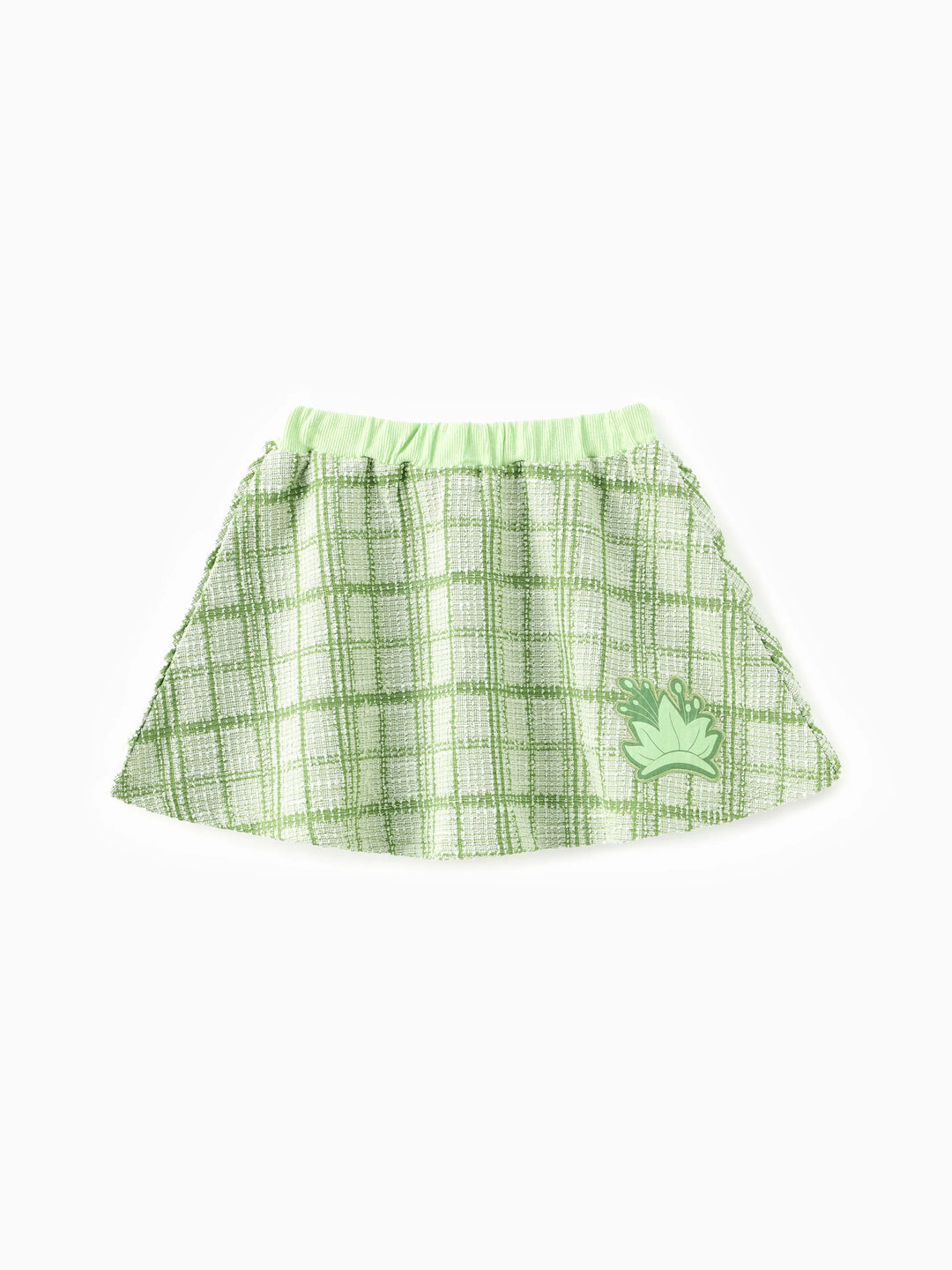 Ensemble 2 pièces princesse Disney Tiana pour petite fille, cardigan en tweed à carreaux style Preppy avec jupe, vert