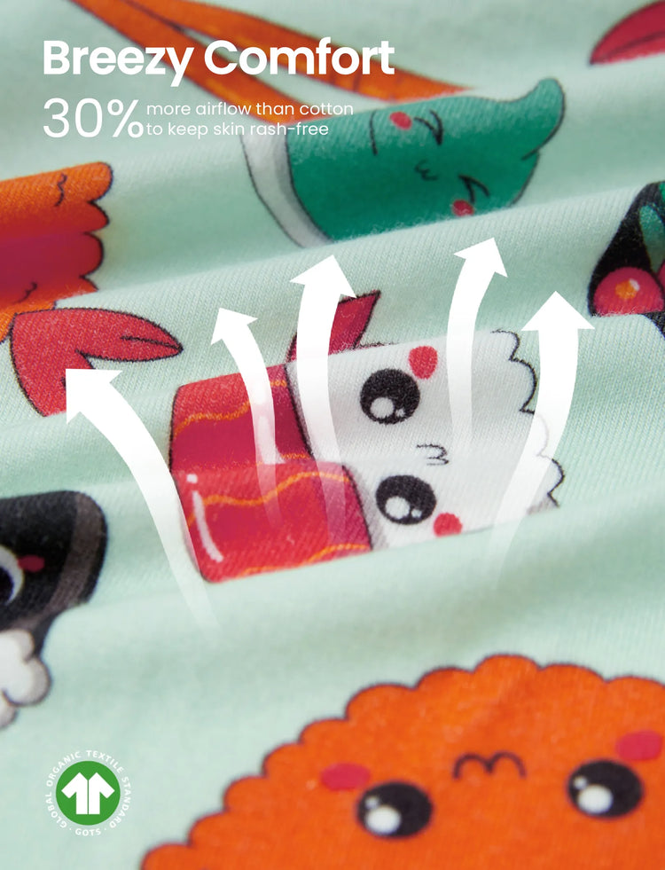 Grenouillère en bambou pour bébé garçon/fille, fermeture éclair à double sens, antidérapante, motif alimentaire enfantin, vêtements de nuit en bambou (bien ajustés)
 Vert