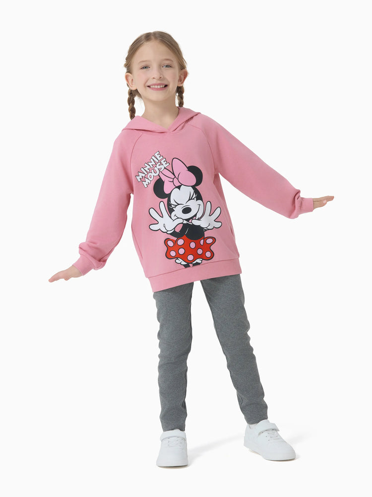 Disney Mickey and Friends Kleinkind/Kinder Mädchen 2tlg Minnie Polka Dot Kapuzenoberteil und Leggings Set  rosa