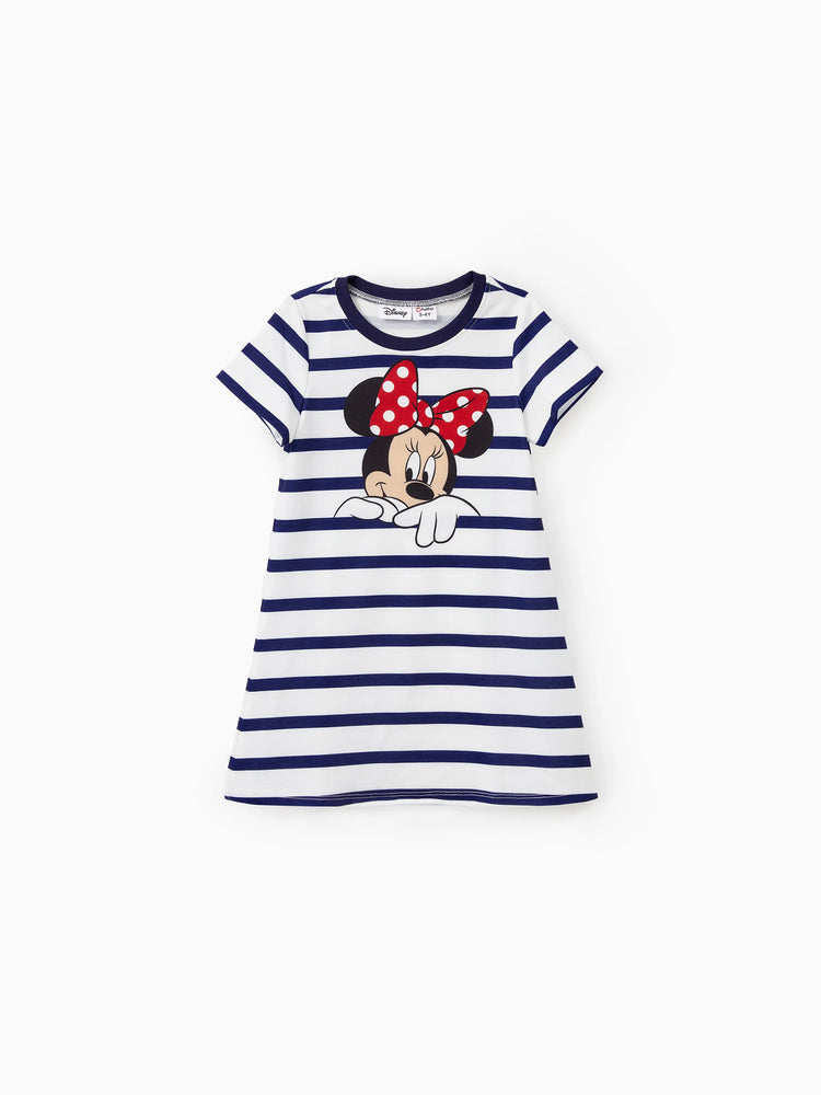 Mommy and Me Disney Mickey and Friends Family Matching Stripe & Character Print Short-sleeve Naia™Dresses and T-shirts Sets COLOREDSTRIPES