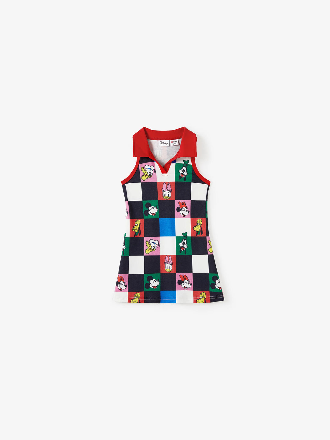 Disney Mickey and Friends Mommy and Me Family Matching Naia™ Colorful Checkered Pattern Top/Sleeveless Dress/Onesie Multi-color