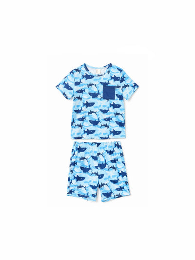 Ocean Vibes Toddler Boy Shark Top & Shorts Set Blue