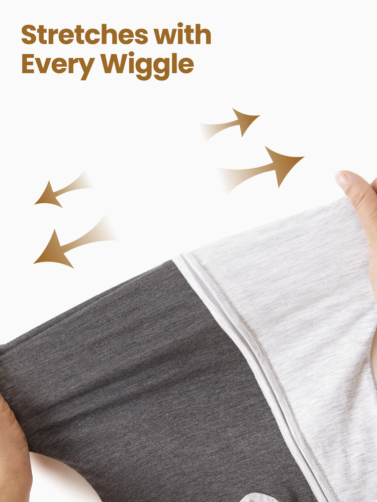 Bamboo Baby Boy / Girl Color Block 2-Way Zipper Anti Slip Long Sleeve Rompers Grey