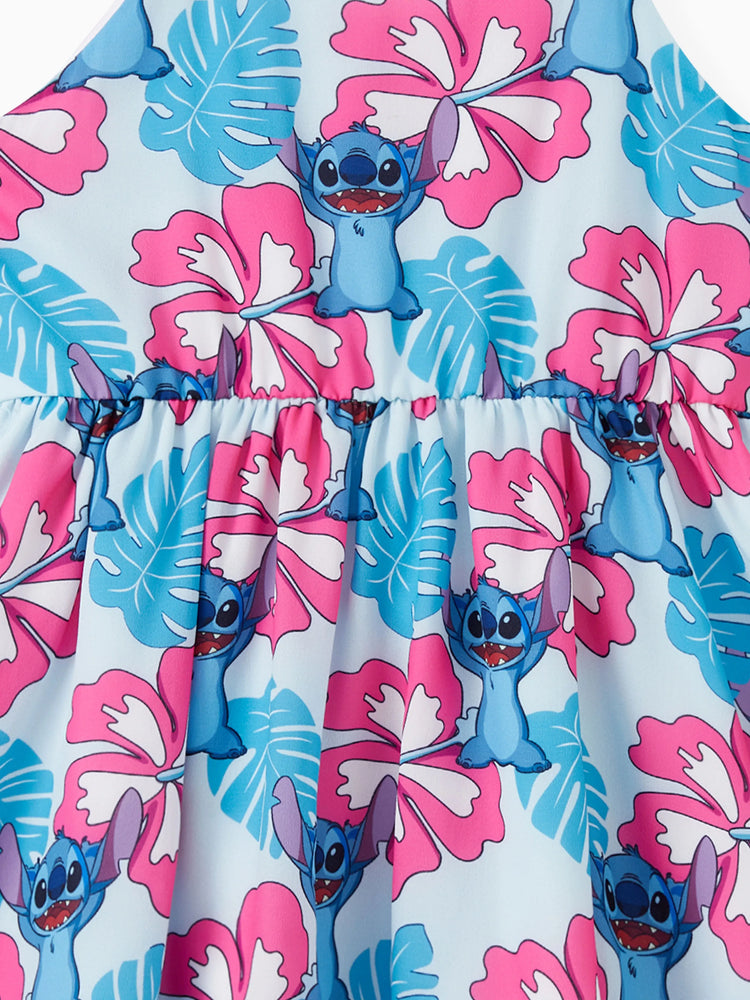 Disney Stitch Family Matching Naia? Stitch and Hawaii Style Floral Print Sleeveless Dress/Onesie£¯Shirt Multi-color
