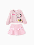 Disney Mickey and Friends Cotton Top And Tweed Skirt Set Pink