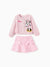 Disney Mickey and Friends Cotton Top And Tweed Skirt Set Pink