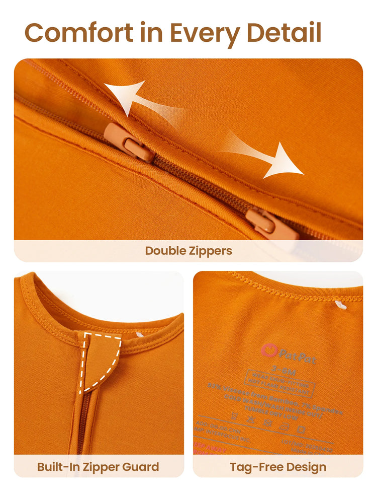 Bamboo Baby Boy / Girl 2-Way Zip Onesies Anti Slip Childlike Food Pattern Bamboo Sleepwear (Snug-Fitting)
 Orange