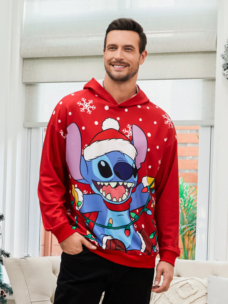 Disney Stitch Family matching 1pc Christmas Snowflake Polka dots Hoodie Red