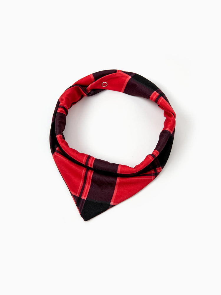 Christmas Matching Family Pajamas Set Allover Red and Black Grid Print Long-sleeve PJS with Christmas Socks Red