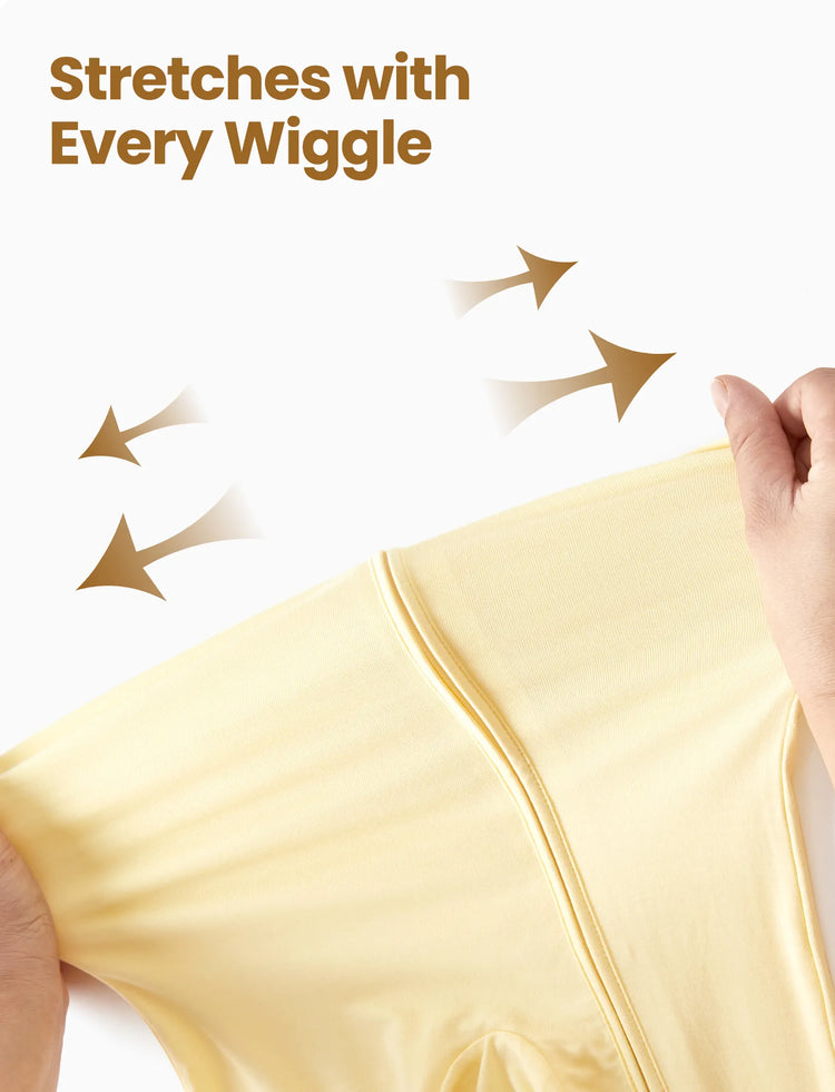 Bambus 2er-Pack Füßlinge Baby Jungen / Mädchen 2-Wege-Reißverschluss Strampler Anti-Rutsch Langarm Strampler blassgelb