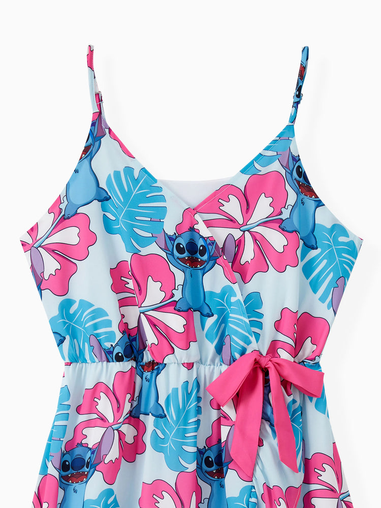 Disney Stitch Family Matching Naia? Stitch and Hawaii Style Floral Print Sleeveless Dress/Onesie£¯Shirt Multi-color