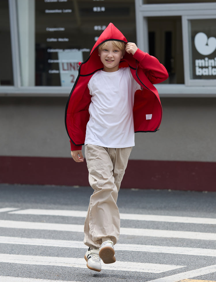 boys zip up black hoodie lightweight jacket stretchy air layer sweatshirt with full zipper red