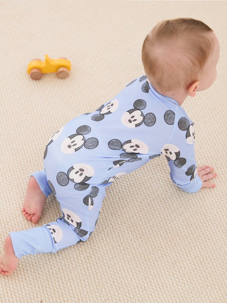 Disney Mickey and Friends Baby Boy Mickey Organic Cotton Ribbed Cuffs Jumpsuit Blue