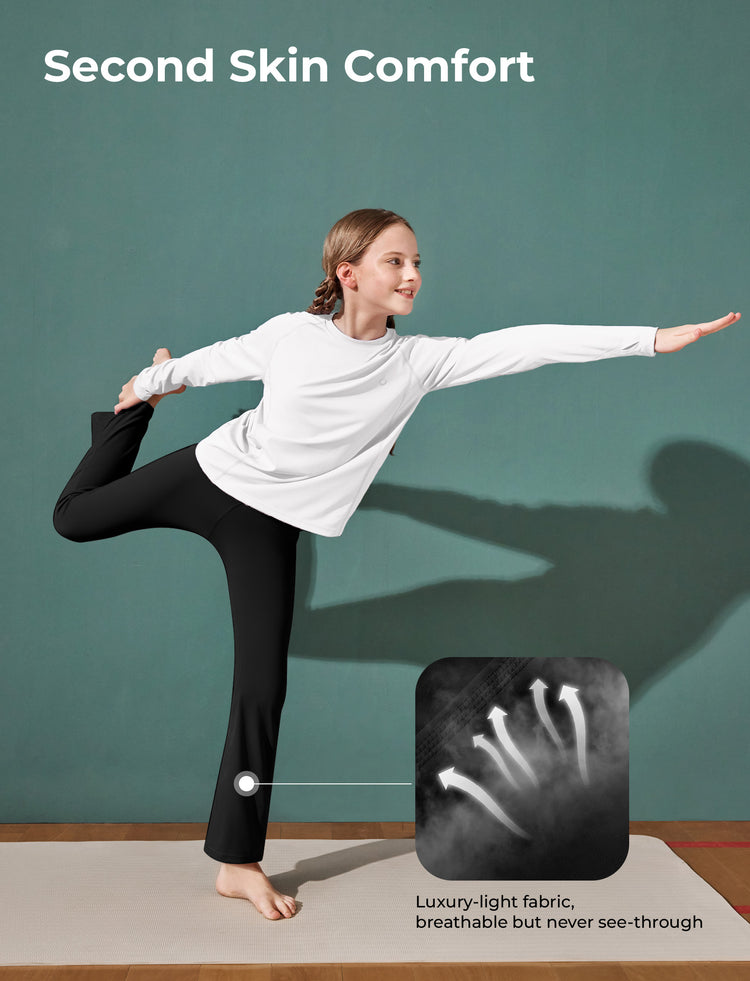 Leggings de yoga évasés taille haute pour fille avec chouchou assorti offert, noir