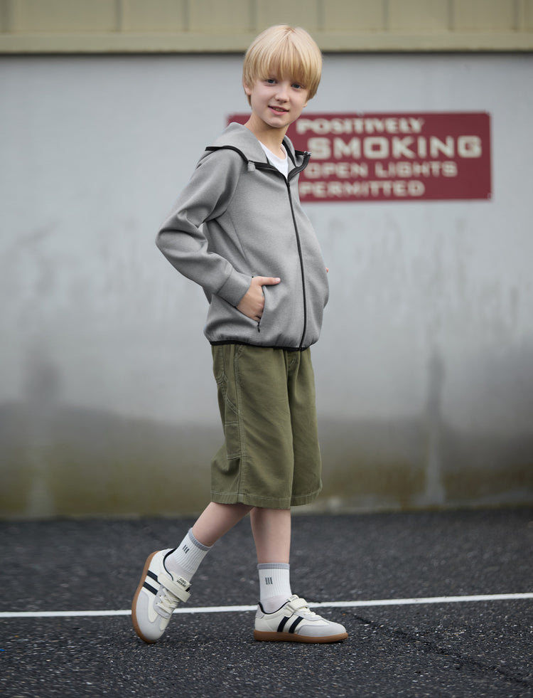 boys zip up black hoodie lightweight jacket stretchy air layer sweatshirt with full zipper grey