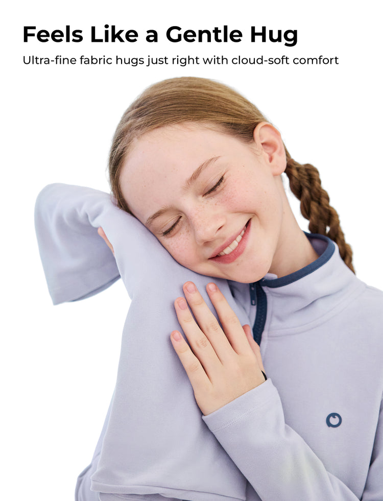 Kids Unisex Stand Collar Solid Color Sweatwear & Half-Zip Styles Light Purple