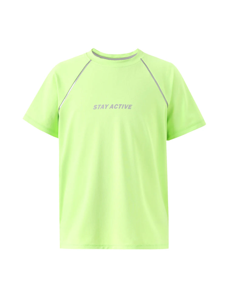 T-shirt de sport à manches courtes PatPat Lightflow Activewear pour garçon, ultra léger et à séchage rapide, vert