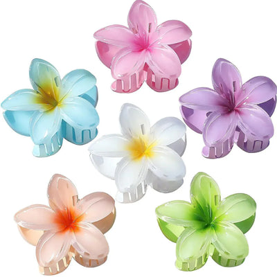 6-Pack Colorful Flower Hair Claw Clips