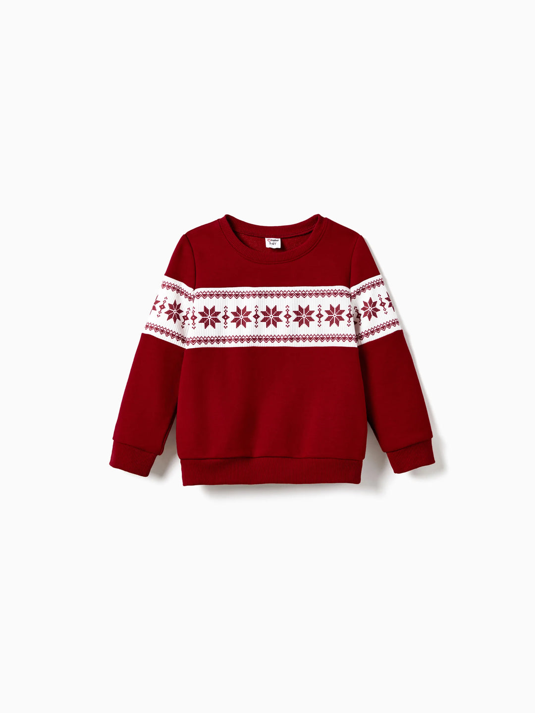 Conjuntos navideños familiares de blusas de manga larga con bloques de color y vestidos de terciopelo burdeos