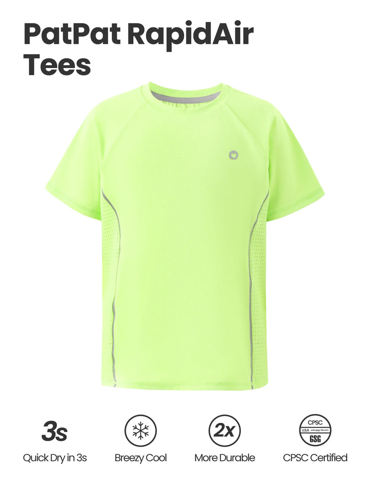 T-shirt de sport PatPat Rapidair Activewear pour enfant, garçon/fille, à séchage rapide et à refroidissement instantané, UPF 100+, anti-éruption cutanée, vert
