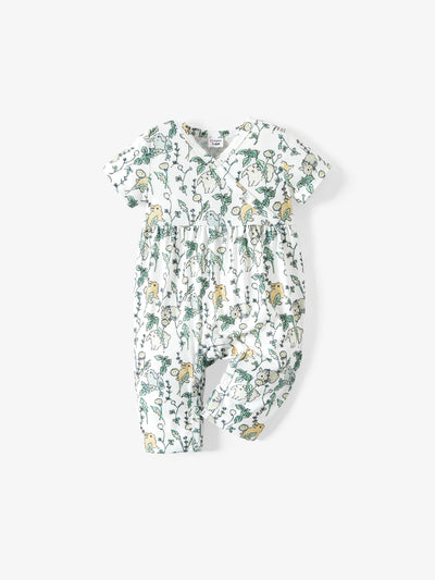 Baby Girl Clothes Floral Print Jumpsuit Color block