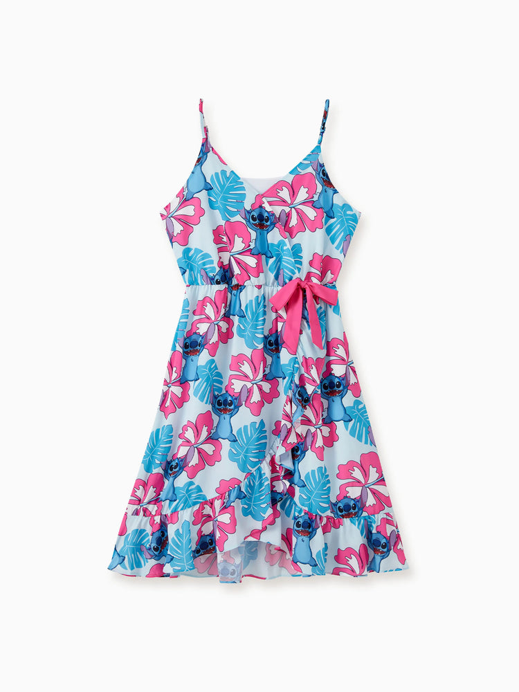Disney Stitch Family Matching Naia? Stitch and Hawaii Style Floral Print Sleeveless Dress/Onesie£¯Shirt Multi-color