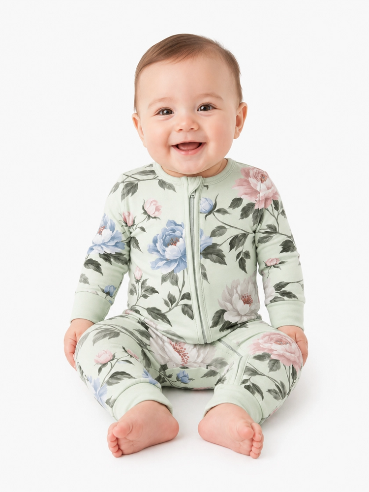 Bloom & Blossoms Bamboo Zip-Up Baby Pajamas