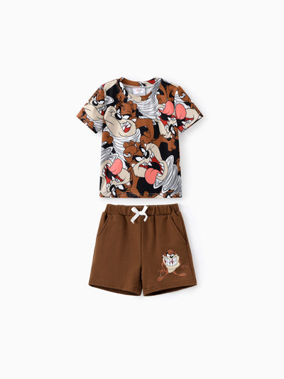 Looney Tunes Toddler Boys 2pcs Character Print Tee with Shorts Set Brown