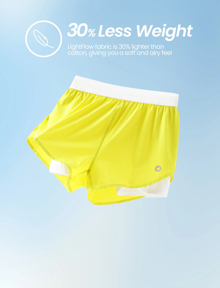 PatPat Lightflow Activewear kid girl athletic ultra light quick dry active shorts with bamboo viscose liner Yellow