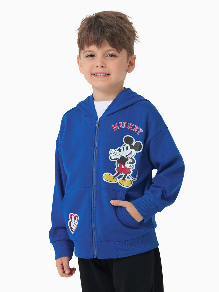 Disney Mickey and Friends Toddler/Kids Boy Mickey Mouse Argyle Pattern Hooded Jacket Blue